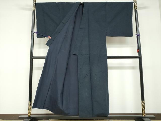 平和屋本店□極上 男性 紬 アンサンブル キングサイズ 長羽織 濃紺地