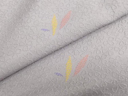平和屋着物●上質なお召　舞葉文　正絹　逸品　DABF1753ud