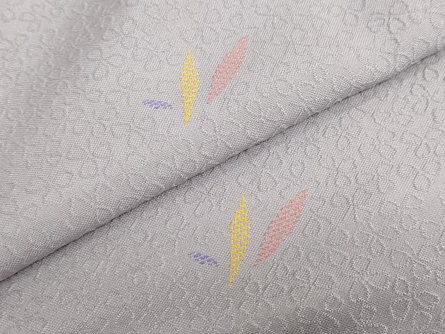 平和屋着物●上質なお召　舞葉文　正絹　逸品　DABF1753ud