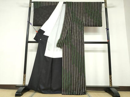 平和屋着物●訪問着　変わり縞　正絹　逸品　DABF1758ud