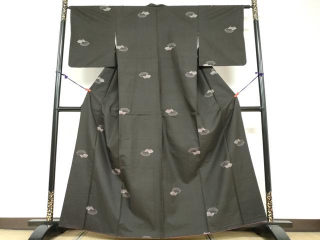 平和屋着物●本場大島紬　地空き　9マルキ　地紙重ね文　正絹　逸品　DABF1759ud