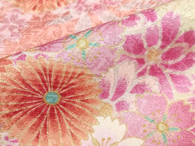 平和屋着物●豪華振袖　駒刺繍　草花文　暈し染め　正絹　逸品　DABF1760ud