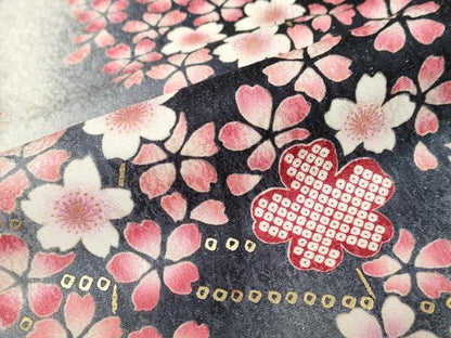 平和屋着物●豪華振袖　駒刺繍　枝垂れ桜文　金彩　銀通し地　正絹　逸品　DABF1764ud