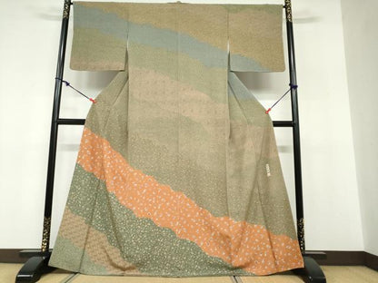 平和屋着物●東京染伝統工芸士　金田昇　訪問着　器物草花文　正絹　逸品　DABF1766ud