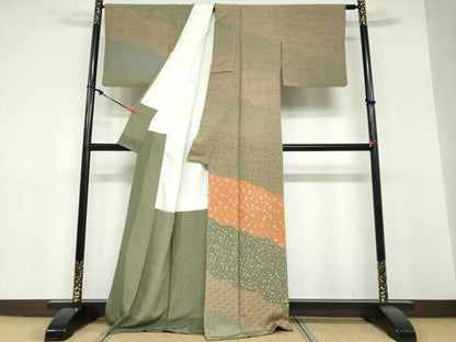 平和屋着物●東京染伝統工芸士　金田昇　訪問着　器物草花文　正絹　逸品　DABF1766ud