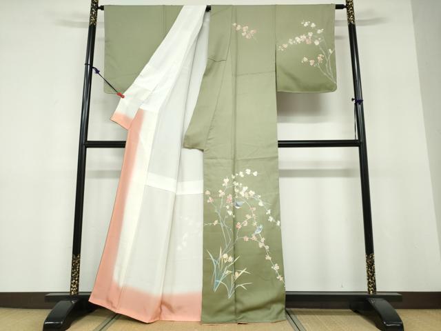 平和屋着物●訪問着　友禅　花鳥文　正絹　逸品　未使用　DABF1770ud