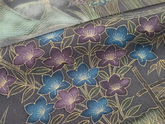 平和屋着物●訪問着　駒刺繍　風景草花文　金彩　正絹　逸品　DABF1771ud