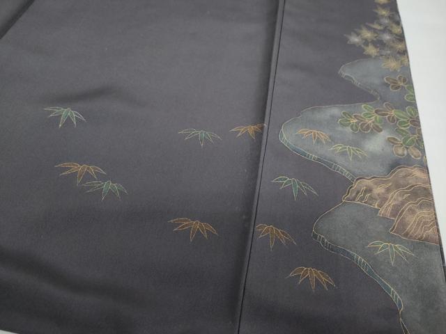 平和屋着物●訪問着　駒刺繍　風景草花文　金彩　正絹　逸品　DABF1771ud