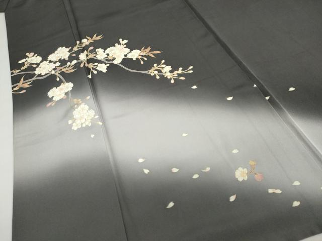 平和屋着物●訪問着　枝桜文　暈し染め　正絹　逸品　DABF1772ud