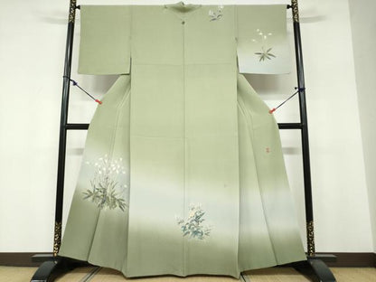 平和屋着物●十日町　加賀草木友禅の第一人者　田村哲彦　訪問着　草花文　暈し染め　正絹　逸品　DABF1773ud