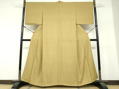 平和屋着物●上質な色無地　干割れ地紋　桑染色　正絹　逸品　DABF1774ud