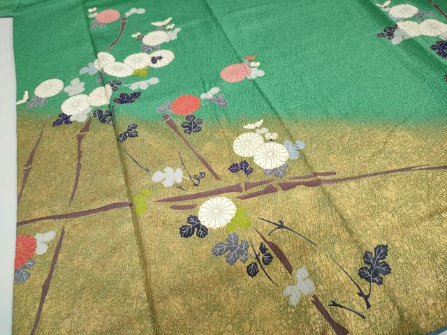 平和屋着物●色留訪問着　草花文　金彩　正絹　逸品　DABF1776ud