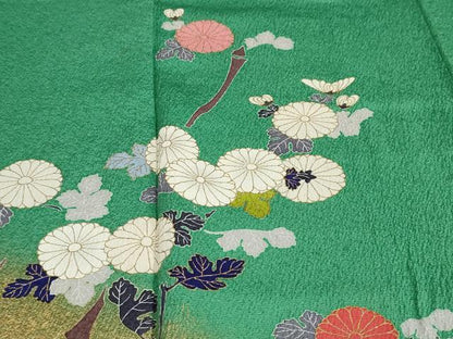 平和屋着物●色留訪問着　草花文　金彩　正絹　逸品　DABF1776ud