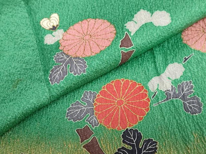平和屋着物●色留訪問着　草花文　金彩　正絹　逸品　DABF1776ud
