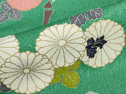 平和屋着物●色留訪問着　草花文　金彩　正絹　逸品　DABF1776ud