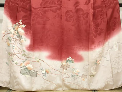 平和屋着物●現代アンティーク　貝島はるみ　綺麗伝説　訪問着　結び紐草花文　暈し染め　正絹　逸品　DABF1779ud