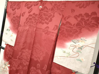 平和屋着物●現代アンティーク　貝島はるみ　綺麗伝説　訪問着　結び紐草花文　暈し染め　正絹　逸品　DABF1779ud