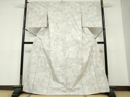 平和屋着物●本場大島紬　白大島　9マルキ　120亀甲　雲取り草花文　正絹　逸品　DABF1780ud