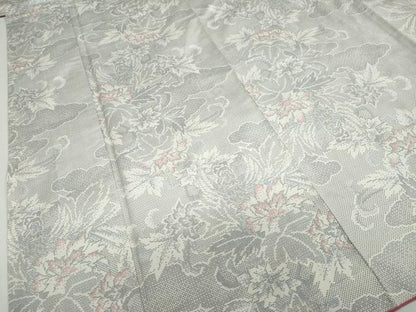 平和屋着物●本場大島紬　白大島　9マルキ　120亀甲　雲取り草花文　正絹　逸品　DABF1780ud