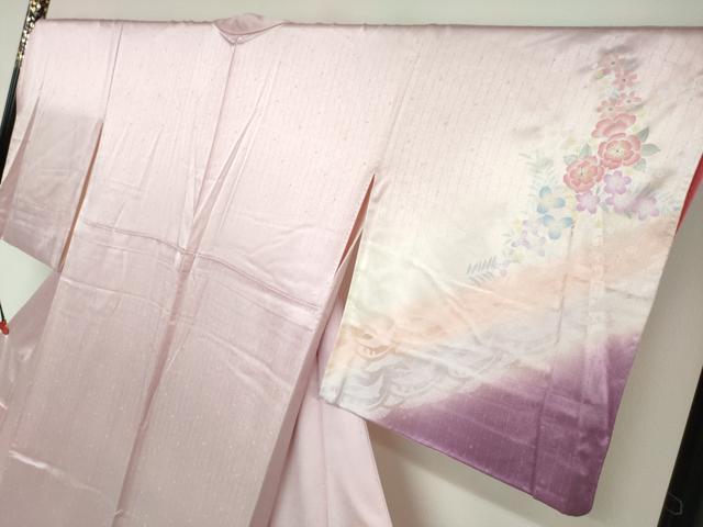 平和屋着物●訪問着　駒刺繍　楽器草花文　暈し染め　金銀彩　正絹　逸品　DABF1784ud
