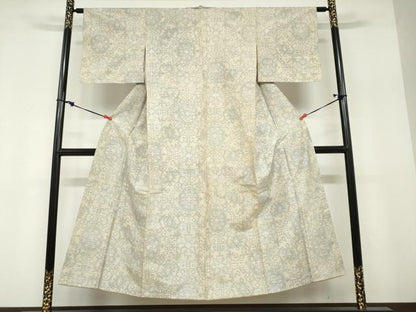 平和屋着物●本場大島紬　白大島　抽象文様　正絹　逸品　DABF1785ud