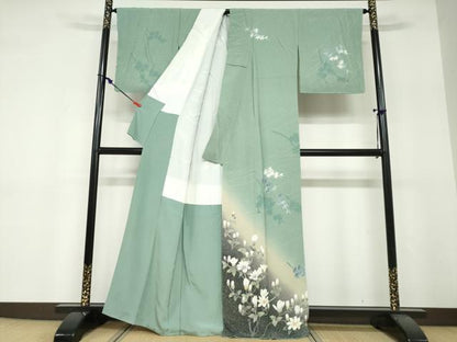 平和屋着物●十日町友禅作家　阿部佳雪　訪問着　枝花文　暈し染め　正絹　逸品　未使用　DABF1786ud