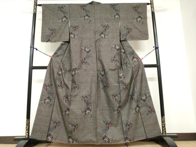 平和屋着物●本場大島紬　9マルキ　総絣　草花文　正絹　逸品　未使用　DABF1788ud