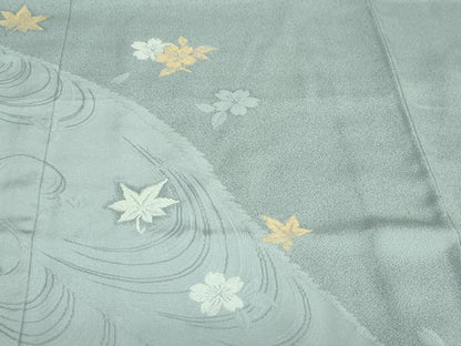 平和屋着物●豪華色留袖　寿光織　流水草花文　金糸　小田急百貨店扱い　正絹　逸品　DABF1790ud