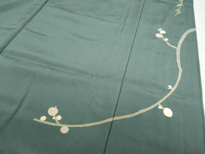 平和屋着物●訪問着　駒刺繍　流水草花文　鷺　金彩　正絹　逸品　DABF1792ud