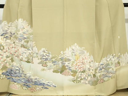 平和屋着物●豪華色留袖　友禅　作家物　風景草花文　暈し染め　正絹　逸品　DABF1794ud