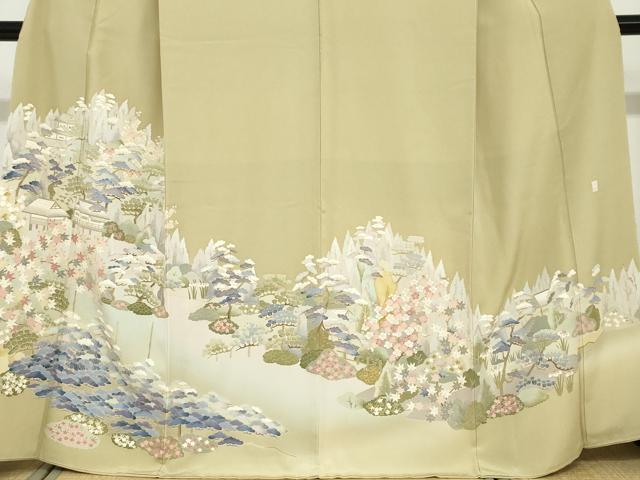 平和屋着物●豪華色留袖　友禅　作家物　風景草花文　暈し染め　正絹　逸品　DABF1794ud