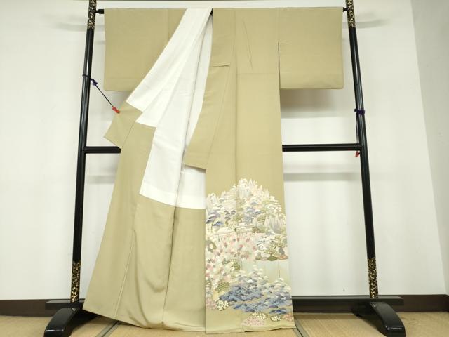 平和屋着物●豪華色留袖　友禅　作家物　風景草花文　暈し染め　正絹　逸品　DABF1794ud