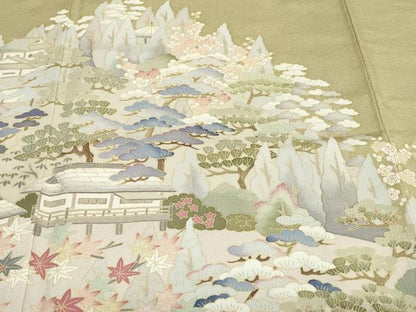 平和屋着物●豪華色留袖　友禅　作家物　風景草花文　暈し染め　正絹　逸品　DABF1794ud