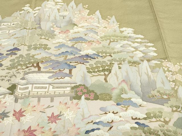 平和屋着物●豪華色留袖　友禅　作家物　風景草花文　暈し染め　正絹　逸品　DABF1794ud