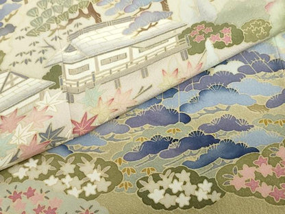 平和屋着物●豪華色留袖　友禅　作家物　風景草花文　暈し染め　正絹　逸品　DABF1794ud