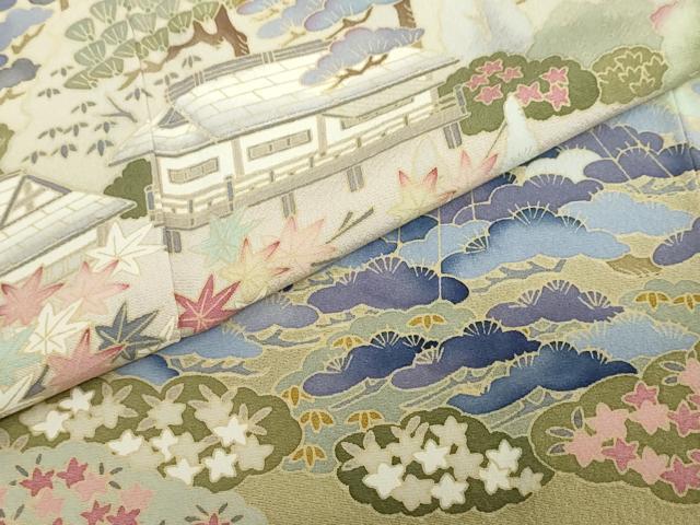 平和屋着物●豪華色留袖　友禅　作家物　風景草花文　暈し染め　正絹　逸品　DABF1794ud