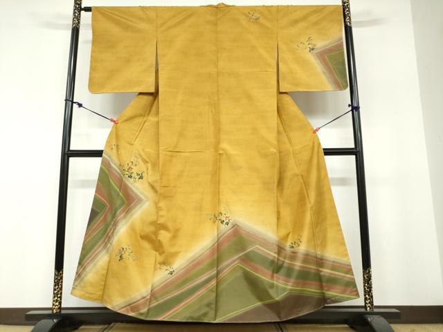 平和屋着物●本場染大島紬　訪問着　更紗花唐草文　金彩　正絹　逸品　未使用　DABF1800ud