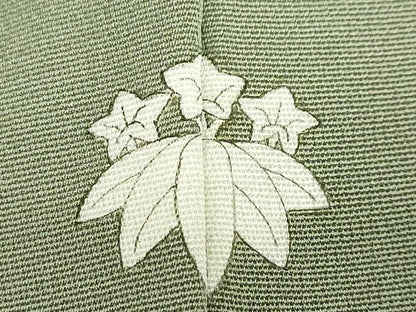 平和屋着物●上質な色無地　霞地紋　麹塵色　正絹　逸品　DABF1802ud