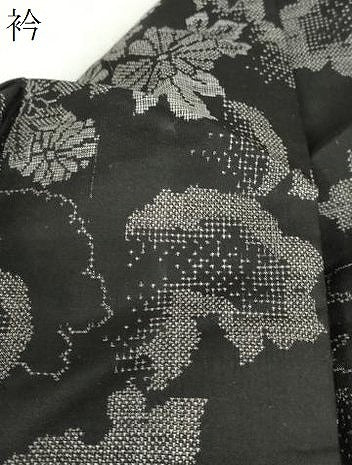 平和屋着物●本場大島紬　9マルキ　草花文　正絹　逸品　DABF1803ud