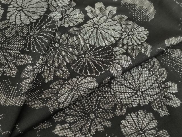 平和屋着物●本場大島紬　9マルキ　草花文　正絹　逸品　DABF1803ud