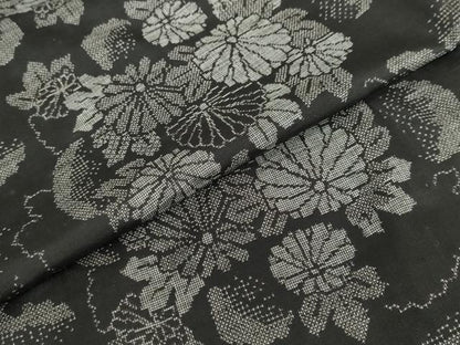 平和屋着物●本場大島紬　9マルキ　草花文　正絹　逸品　DABF1803ud