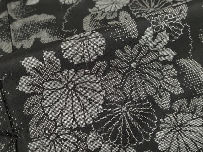 平和屋着物●本場大島紬　9マルキ　草花文　正絹　逸品　DABF1803ud