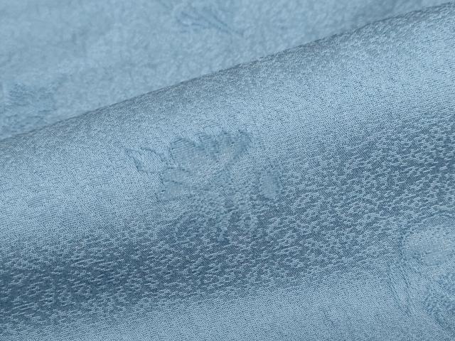 平和屋着物●上質な色無地　草花地紋　青藤色　ロング丈　正絹　逸品　DABF1806ud