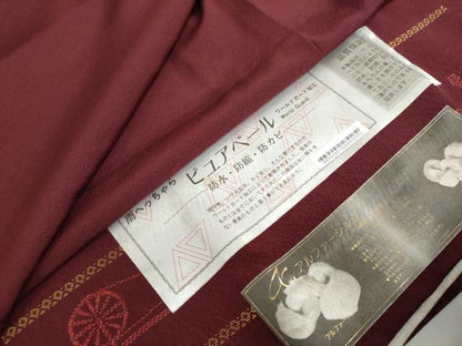 平和屋着物●上質な色無地　葡萄色　反端付き　ロング丈　正絹　逸品　未使用　DABF1810ud