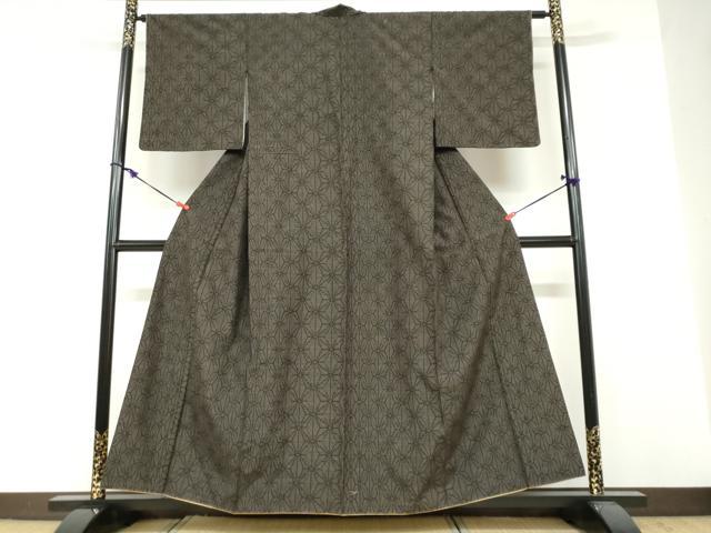 平和屋着物●結城紬　100亀甲　麻の葉文様　正絹　逸品　DABF1812ud