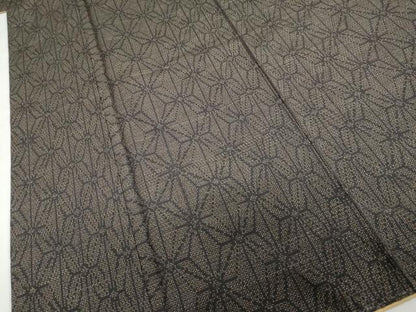 平和屋着物●結城紬　100亀甲　麻の葉文様　正絹　逸品　DABF1812ud