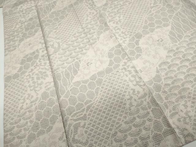 平和屋着物●結城紬　100亀甲　切嵌吉祥草花文　正絹　逸品　DABF1814ud