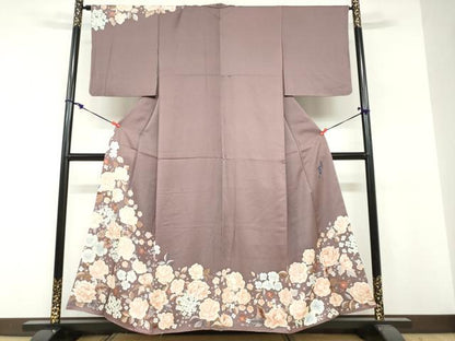 平和屋着物●染色の魔術師　染乃座・大久保玄才　そめのざ玄才　訪問着　草花文　正絹　逸品　DABF1815ud