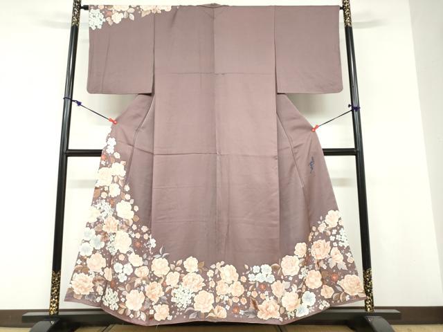 平和屋着物●染色の魔術師　染乃座・大久保玄才　そめのざ玄才　訪問着　草花文　正絹　逸品　DABF1815ud