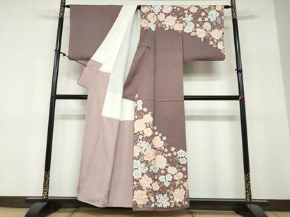 平和屋着物●染色の魔術師　染乃座・大久保玄才　そめのざ玄才　訪問着　草花文　正絹　逸品　DABF1815ud